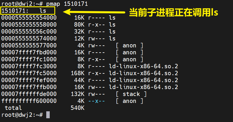 运行到第二个断点时观察子进程 1510171